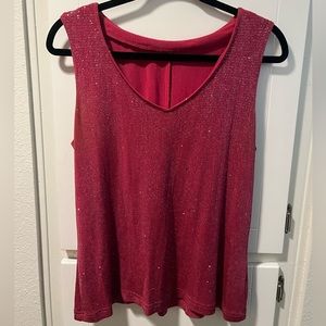 Pink & glittery blouse. Jazz up jeans or wear with slacks and a blazer!